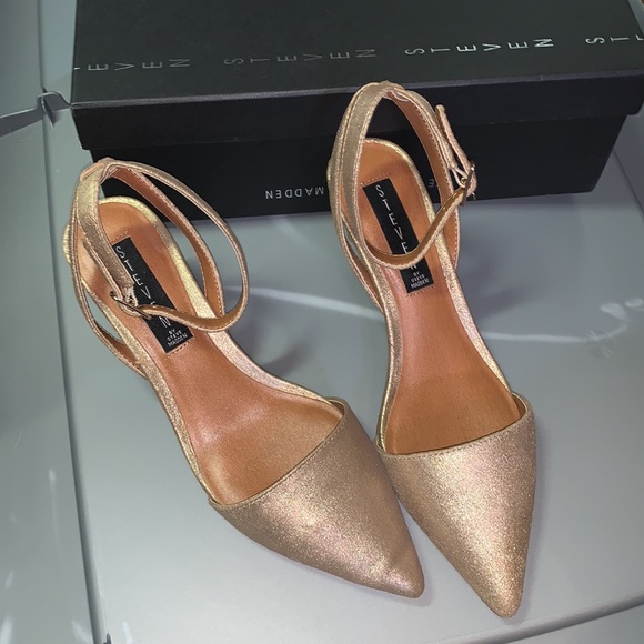 Steven by Steve Madden Caydence Dusty Gold Sparkle Kitten Heel Pumps Sz 6.5 - Picture 7 of 10